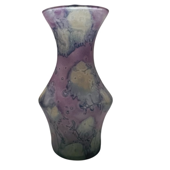 Vintage Hand Painted Art Glass Watercolor Vase - Picture 2 of 6